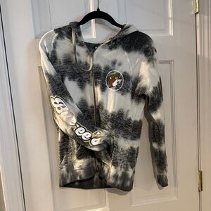 Gray Tie-Dye Zip-Up Hoodie